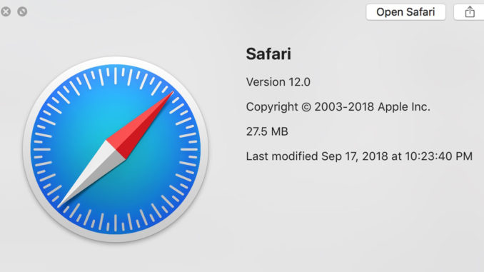 Safari 12.0 pentru macOS