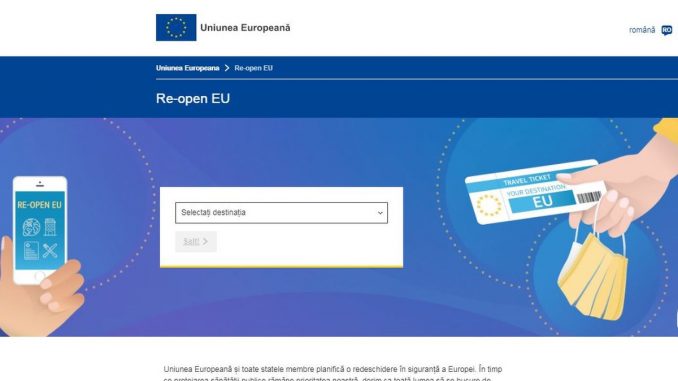 Platformă web „Re-open EU”, dedicată reluării în siguranță a turismului în Europa, FOTO Europa.eu