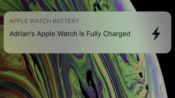 Apple Watch charge notification. FOTO Adrian Boioglu